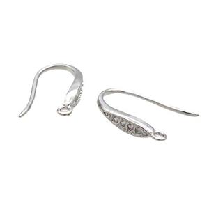 Copper Hook Earring Pave Zircon Platinum Plated, approx 10-16mm [FN33401]