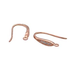 Copper Hook Earring Pave Zircon Rose Gold, approx 10-16mm [FN33403]