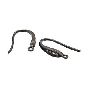 Copper Hook Earring Pave Zircon Black Plated, approx 10-16mm [FN33404]