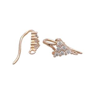 Copper Hook Earring Pave Zircon Rose Gold, approx 8mm, 8-17mm [FN33410]
