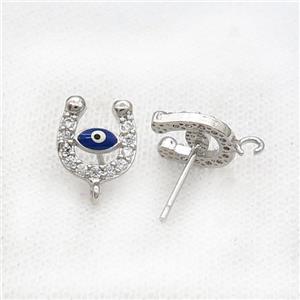 Copper Stud Earring Pave Zircon Eye Platinum Plated, approx 10mm [FN33415]