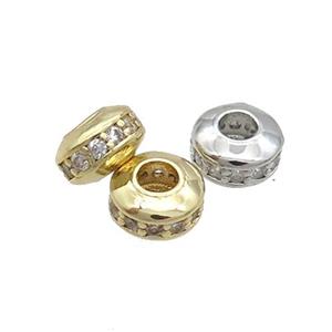 Copper Rondelle Beads Pave Zircon Mixed, approx 6mm [FN33418]