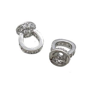 Copper Bail Pave Zircon Platinum Plated, approx 7-9mm, 6mm [FN33424]