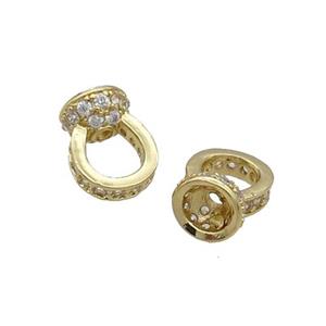 Copper Bail Pave Zircon Gold Plated, approx 7-9mm, 6mm [FN33425]