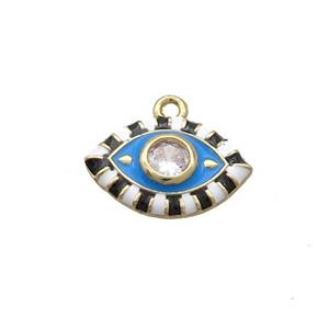 Copper Eye Pendant Pave Zircon Blue Enamel Gold Plated, approx 9-14mm [FN33434]