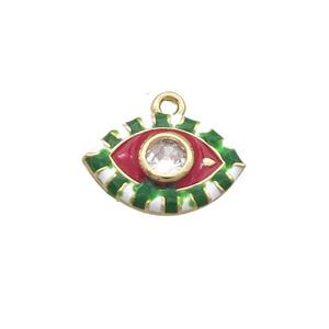 Copper Eye Pendant Pave Zircon Red Enamel Gold Plated, approx 9-14mm [FN33435]