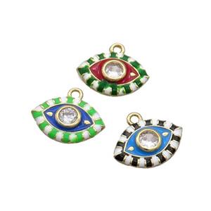 Copper Eye Pendant Pave Zircon Enamel Gold Plated Mixed, approx 9-14mm [FN33439]