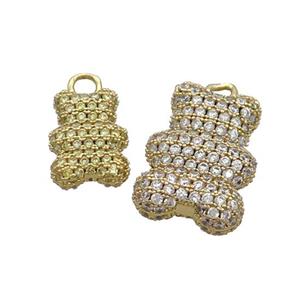 Copper Bear Pendant Pave Zircon Gold Plated, approx 14-20mm [FN33441-L]