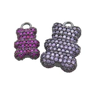 Copper Bear Pendant Pave Zircon Black Plated, approx 14-20mm [FN33442-L]