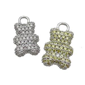 Copper Bear Pendant Pave Zircon Platinum Plated, approx 14-20mm [FN33443-L]