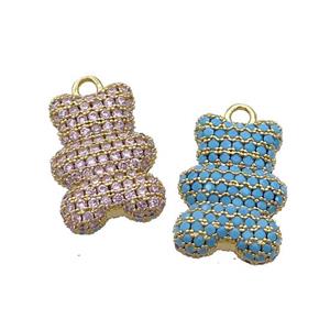 Copper Bear Pendant Pave Zircon Gold Plated, approx 14-20mm [FN33444-L]