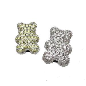 Copper Bear Beads Pave Zircon Platinum Plated, approx 14-20mm [FN33445-L]