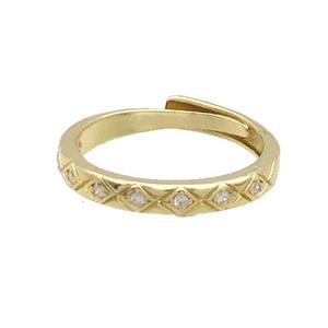 Copper Ring Pave Zircon Gold Plated Adjustable, approx 18mm dia [FN33454]