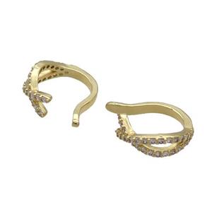 Copper Clip Earring Pave Zircon Gold Plated, approx 4mm, 12-15mm [FN33458]