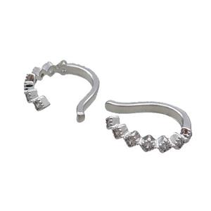 Copper Clip Earring Pave Zircon Platinum Plated, approx 12-15mm [FN33459]