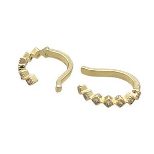 Copper Clip Earring Pave Zircon Gold Plated, approx 12-15mm [FN33460]