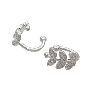 Copper Clip Earring Pave Zircon Platinum Plated, approx 10mm [FN33461]