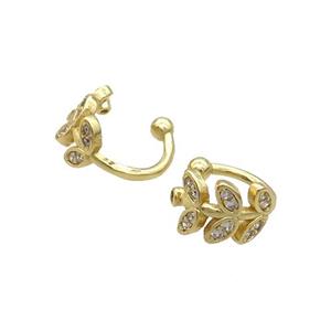 Copper Clip Earring Pave Zircon Gold Plated, approx 10mm [FN33462]