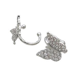 Copper Clip Earring Pave Zircon Platinum Plated, approx 12mm, 12mm dia [FN33463]