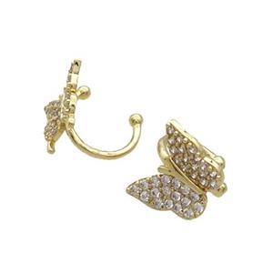 Copper Clip Earring Pave Zircon Gold Plated, approx 12mm, 12mm dia [FN33464]