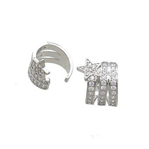Copper Clip Earring Pave Zircon Platinum Plated, approx 11mm, 12mm dia [FN33465]