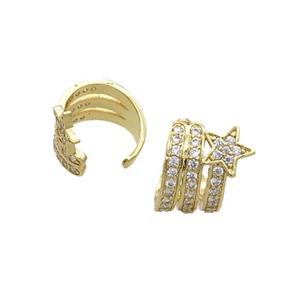 Copper Clip Earring Pave Zircon Cuff Gold Plated, approx 11mm, 12mm dia [FN33466]