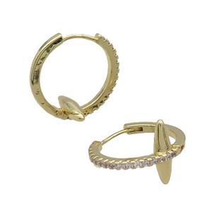 Copper Hoop Earring Pave Zircon Gold Plated, approx 14.5mm, 20mm dia [FN33468]