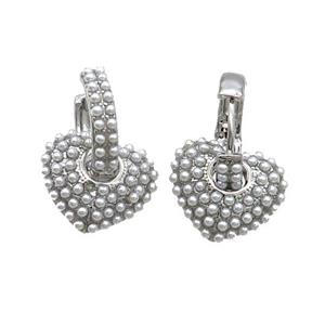 Copper Hoop Earring With Heart Platinum Plated, approx 16.5mm, 16mm dia [FN33473]