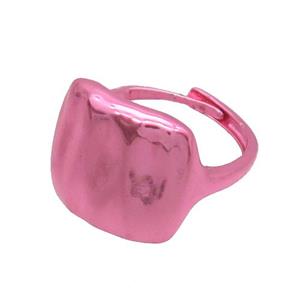 Copper Ring With Pink Lacquered Adjustable, approx 15-18mm, 18mm dia [FN33564]