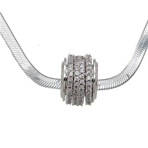 Copper Necklace Pave Zircon Platinum Plated, approx 11mm, 2.5mm, 40-45cm length [FN33583]