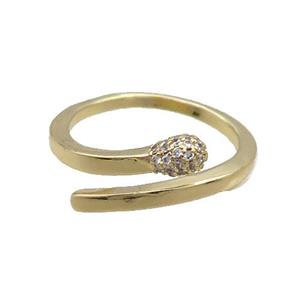 Copper Ring Pave Zircon Snake Gold Plated, approx 10mm, 18mm dia [FN33604]