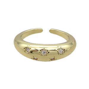 Copper Ring Pave Zircon Gold Plated, approx 6mm, 18mm dia [FN33605]