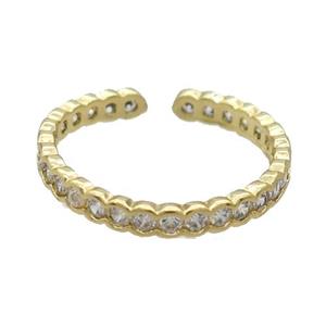 Copper Ring Pave Zircon Gold Plated, approx 18mm dia [FN33607]