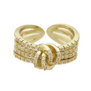 Copper Ring Pave Zircon Gold Plated, approx 8mm, 18mm dia [FN33608]