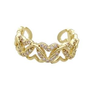 Copper Ring Pave Zircon Gold Plated, approx 7mm, 18mm dia [FN33610]