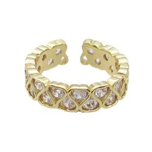 Copper Ring Pave Zircon Gold Plated, approx 6mm, 18mm dia [FN33612]