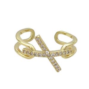 Copper Ring Pave Zircon Gold Plated, approx 14mm, 18mm dia [FN33615]