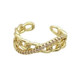 Copper Ring Pave Zircon Gold Plated, approx 6mm, 18mm dia [FN33616]