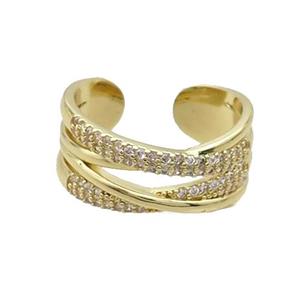 Copper Ring Pave Zircon Gold Plated, approx 9mm, 18mm dia [FN33617]