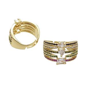 Copper Ring Pave Zircon Gold Plated, approx 14mm, 18mm dia [FN33618]