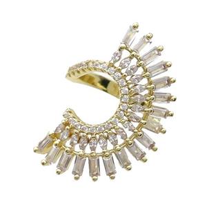 Copper Ring Pave Zircon Gold Plated, approx 20-34mm, 18mm dia [FN33620]