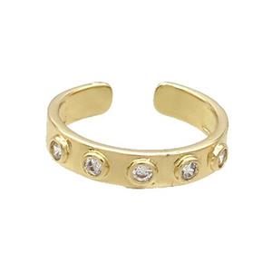Copper Ring Pave Zircon Gold Plated, approx 4.5mm, 18mm dia [FN33625]