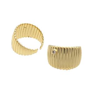 Copper Ring Pave Zircon Gold Plated, approx 14mm, 18mm dia [FN33627]