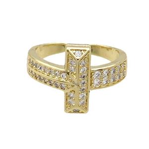 Copper Ring Pave Zircon Gold Plated, approx 15mm, 18mm dia [FN33628]