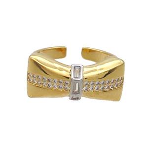 Copper Ring Pave Zircon Gold Plated, approx 10-22mm, 18mm dia [FN33629]