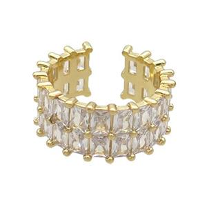 Copper Ring Pave Zircon Gold Plated, approx 10mm, 18mm dia [FN33631]