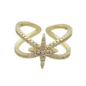 Copper Ring Pave Zircon Gold Plated, approx 12mm, 18mm dia [FN33632]