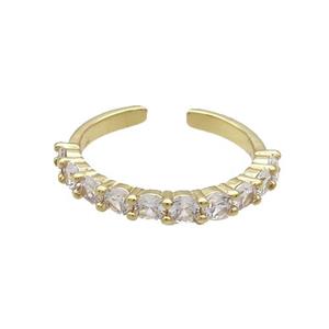 Copper Ring Pave Zircon Gold Plated, approx 18mm dia [FN33635]