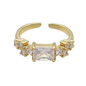 Copper Ring Pave Zircon Gold Plated, approx 5-8mm, 18mm dia [FN33637]