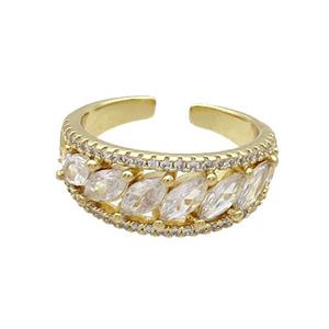 Copper Ring Pave Zircon Gold Plated, approx 8mm, 18mm dia [FN33638]